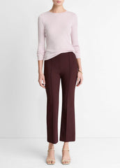 Niki Mid-Rise Pintuck Crop Flare Pant in Trousers - OXBLOOD