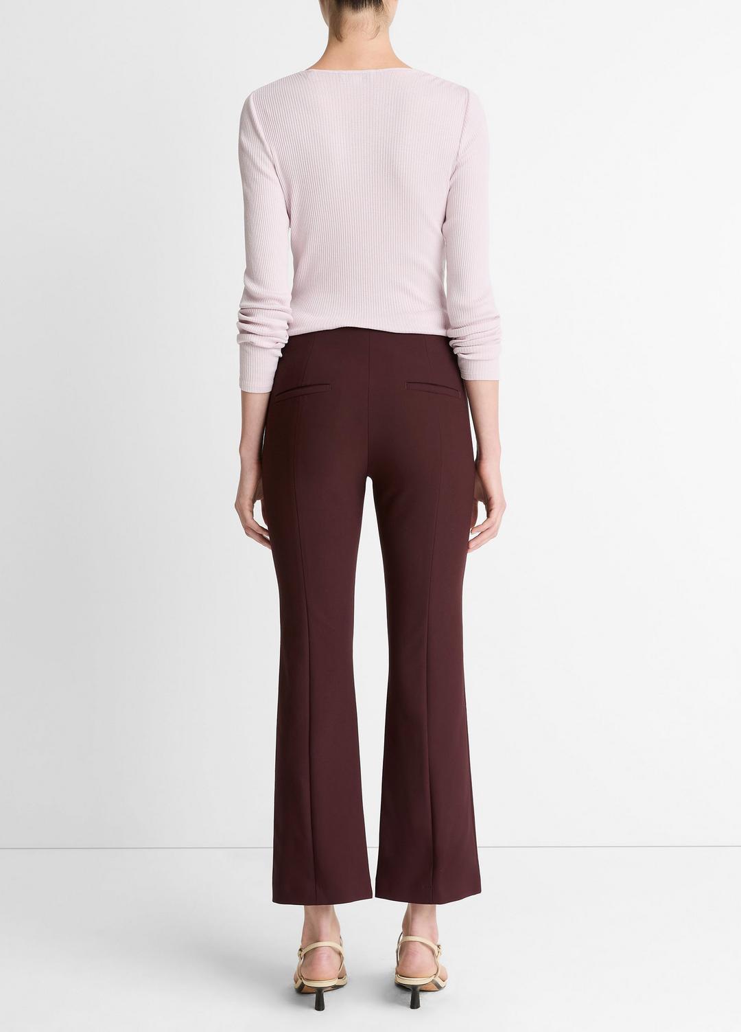 Niki Mid-Rise Pintuck Crop Flare Pant in Trousers - OXBLOOD