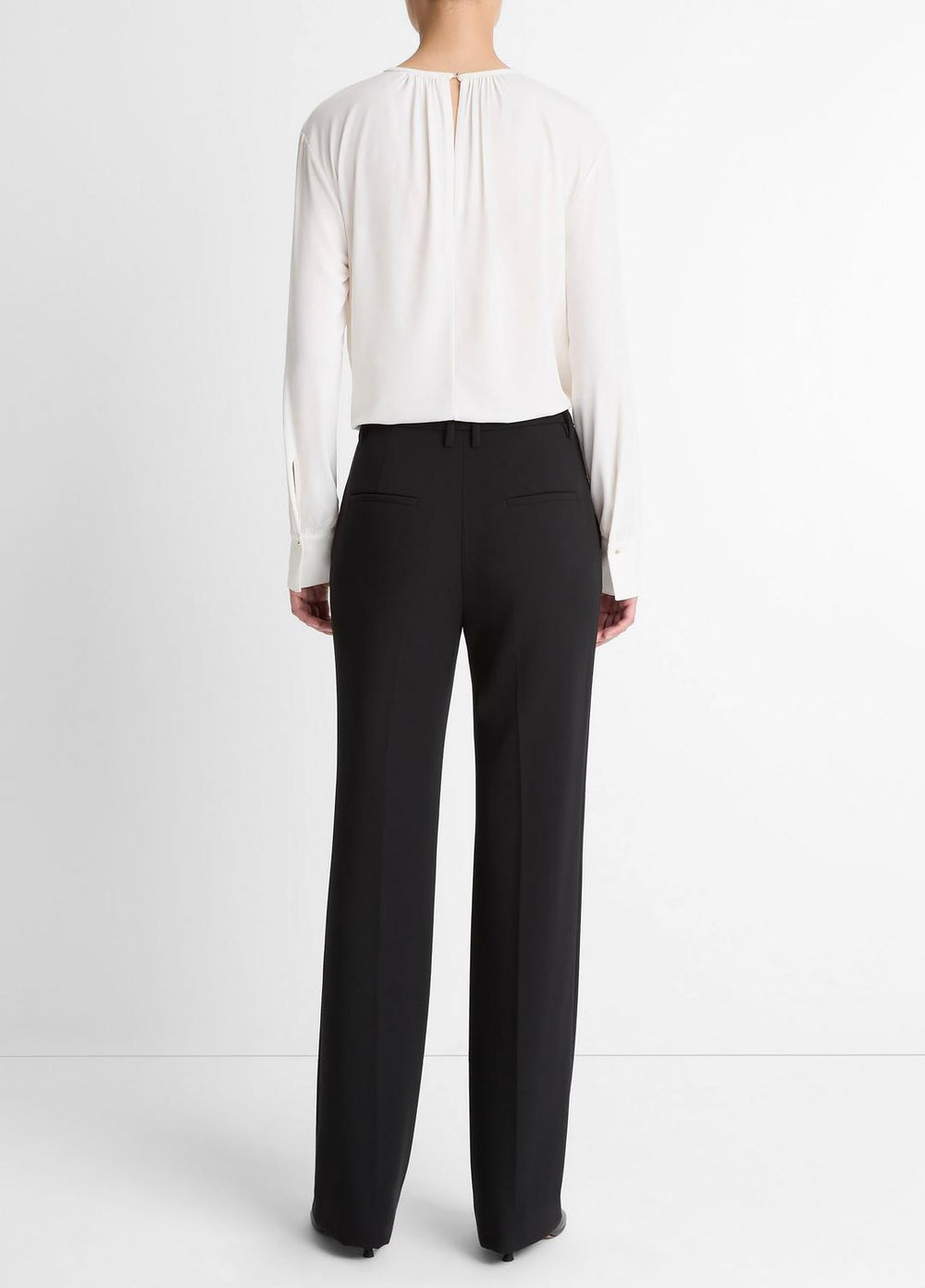 Mid-Rise Tailored Flare Pant in Trousers - BLACK