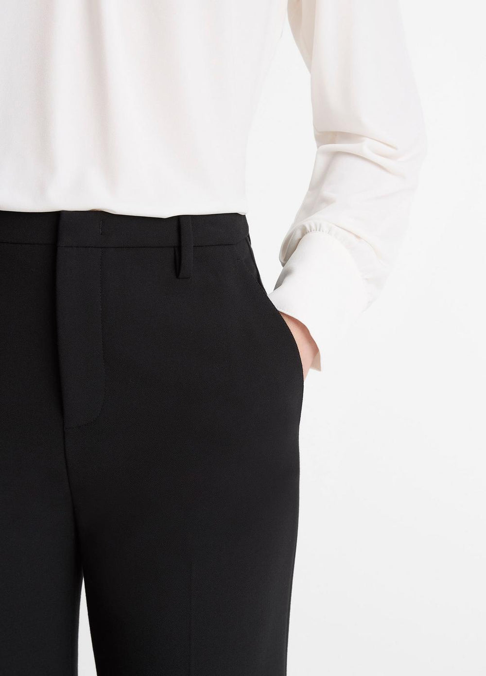 Mid-Rise Tailored Flare Pant in Trousers - BLACK