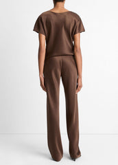 Colette High-Rise Fluid Satin Bias Pant in Trousers - ESPRESSO