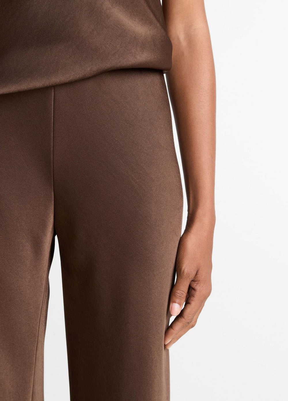 Colette High-Rise Fluid Satin Bias Pant in Trousers - ESPRESSO