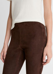 Suede Split-Hem Cropped Pant in Leggings - CHOCOLATE