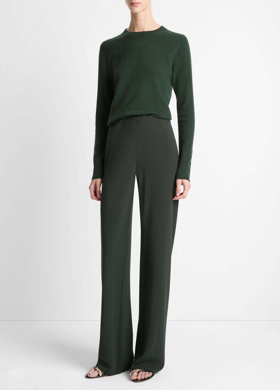 Colette High-Rise Crepe Bias Pant in Trousers - VERDE