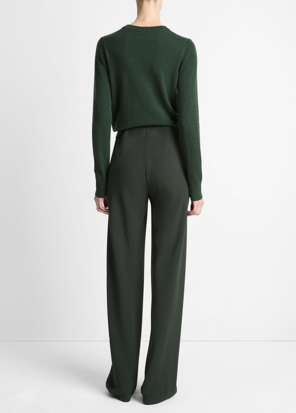 Colette High-Rise Crepe Bias Pant in Trousers - VERDE
