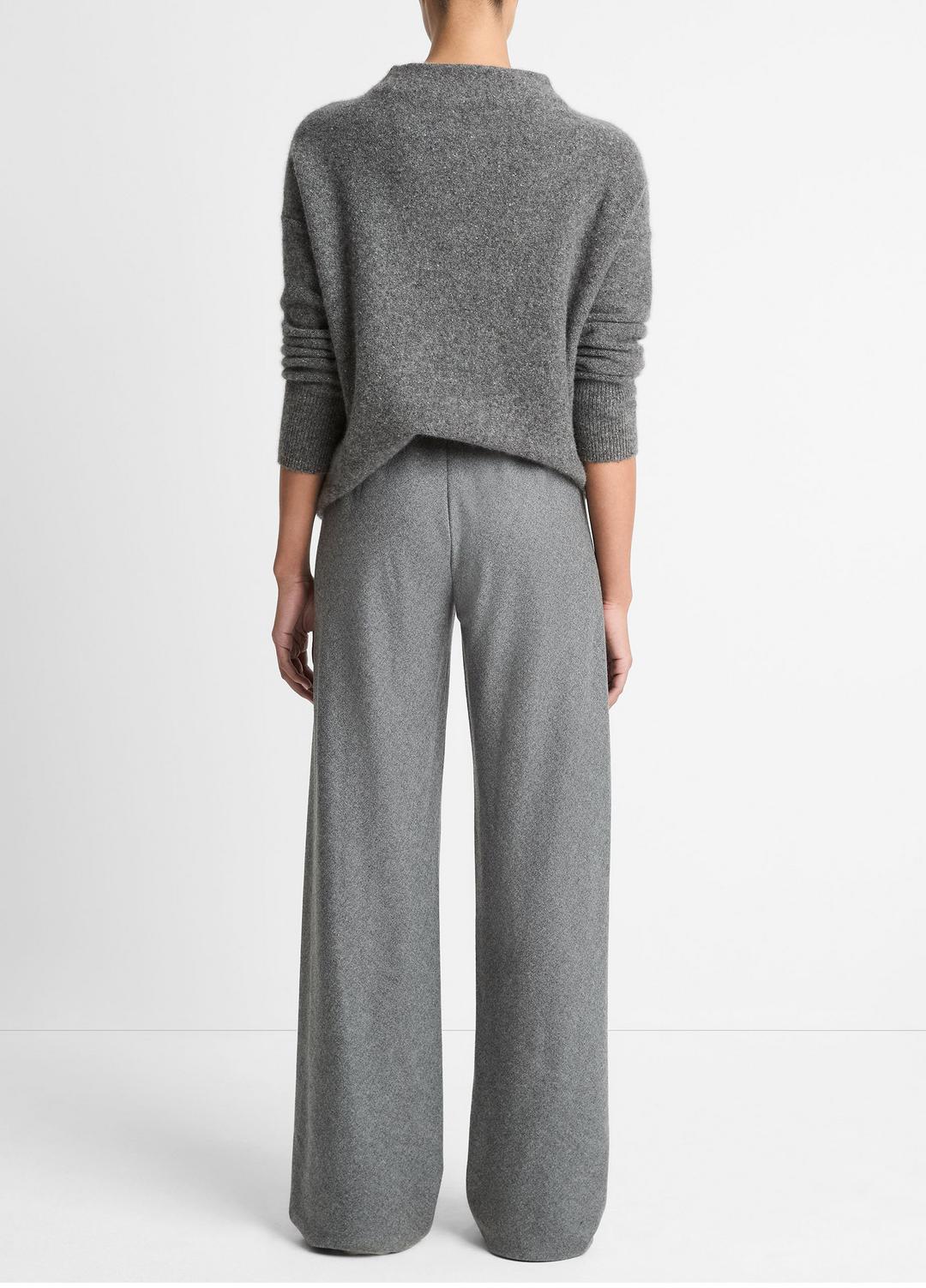 Italian Wool-Blend High-Waist Bias Pant in Trousers - MEDIUM HEATHER GREY