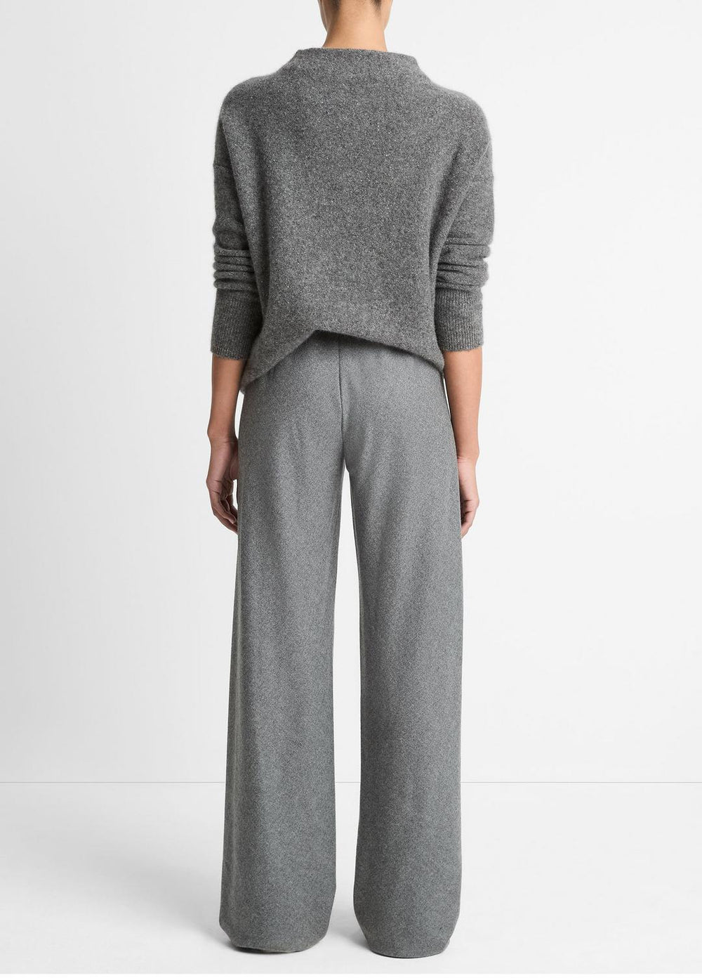 Italian Wool-Blend High-Waist Bias Pant in Trousers - MEDIUM HEATHER GREY