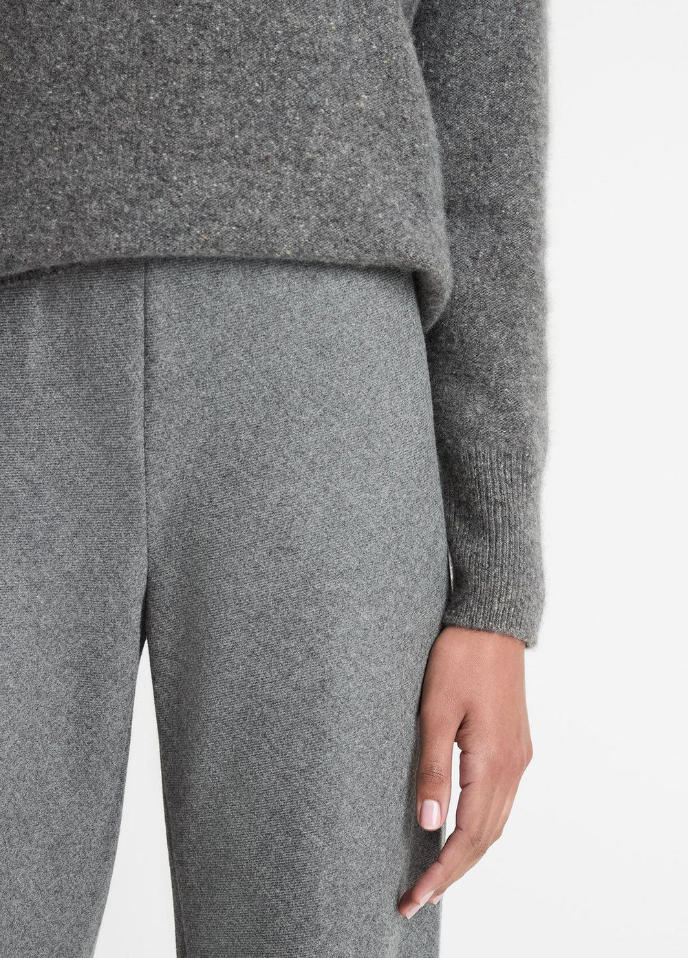 Italian Wool-Blend High-Waist Bias Pant in Trousers - MEDIUM HEATHER GREY