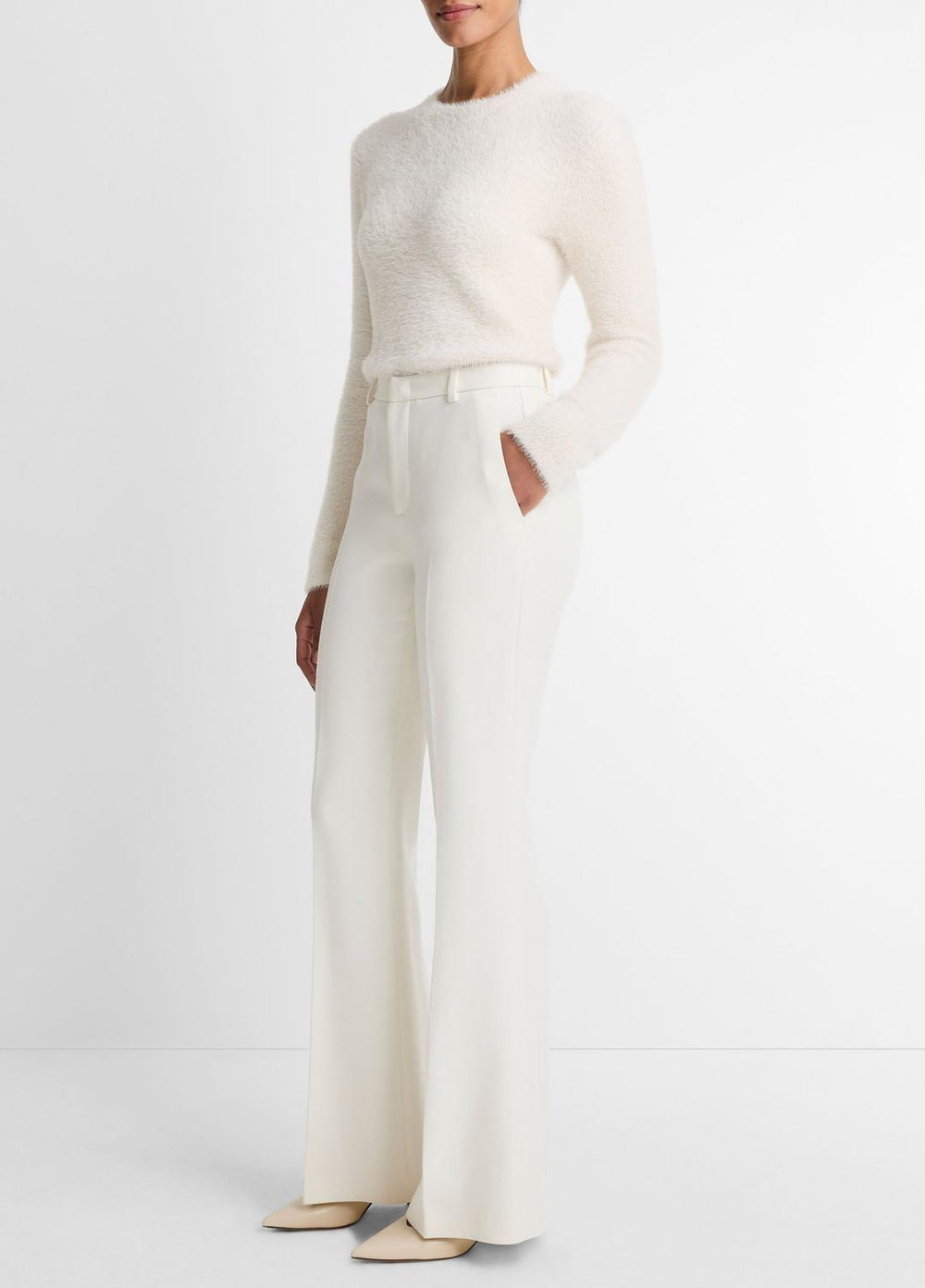 Sculptural Flare Trouser in Trousers - OFF WHITE