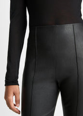 Stretch-Leather Crop Flare Pant in Trousers - BLACK