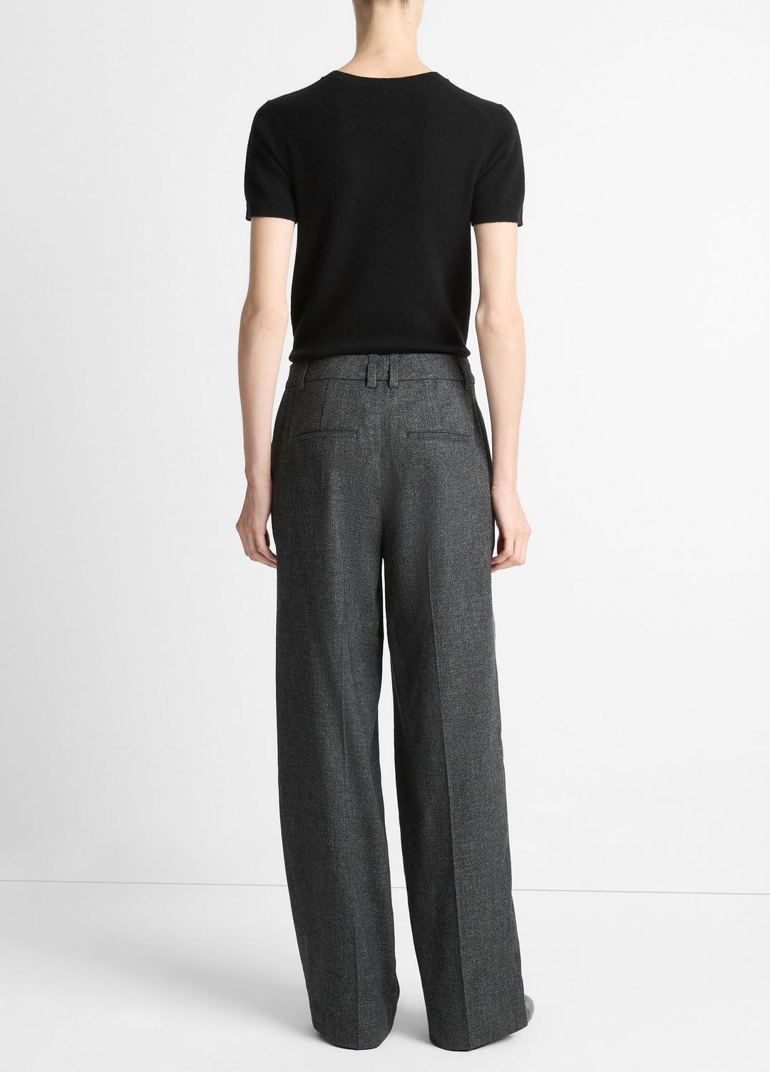 Italian Jaspe Pintuck High-Waist Wide-Leg Pant in Wide Leg - MEDIUM HEATHER GREY