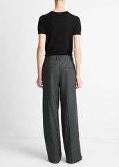 Italian Jaspe Pintuck High-Waist Wide-Leg Pant in Wide Leg - MEDIUM HEATHER GREY
