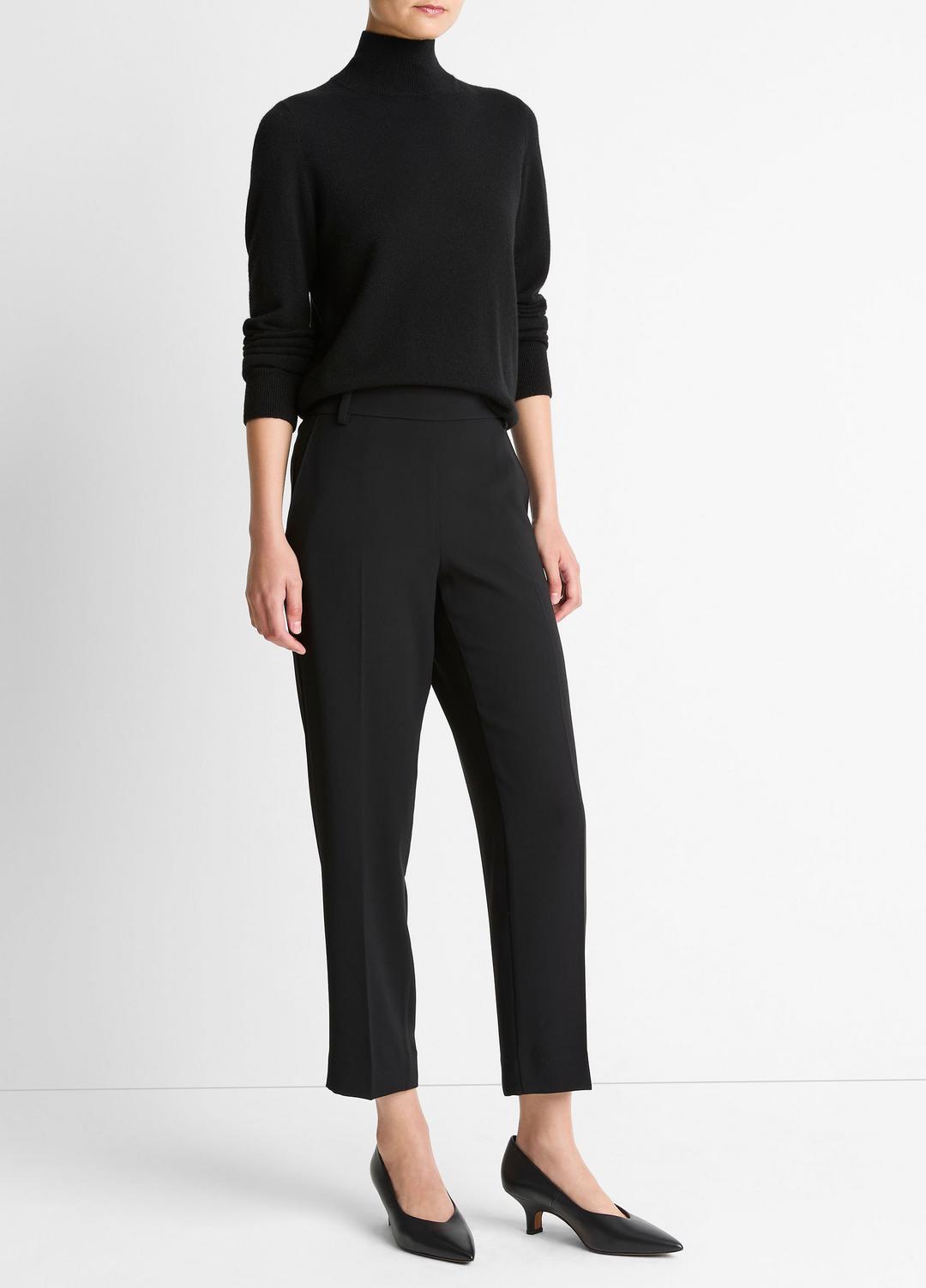 Crepe Tapered Pull-On Pant in Trousers - BLACK
