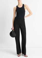 Cotton-Blend High-Waist Bias Pant in Trousers - BLACK