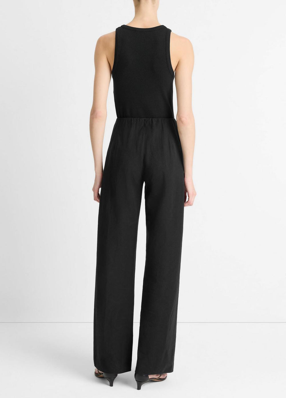 Cotton-Blend High-Waist Bias Pant in Trousers - BLACK