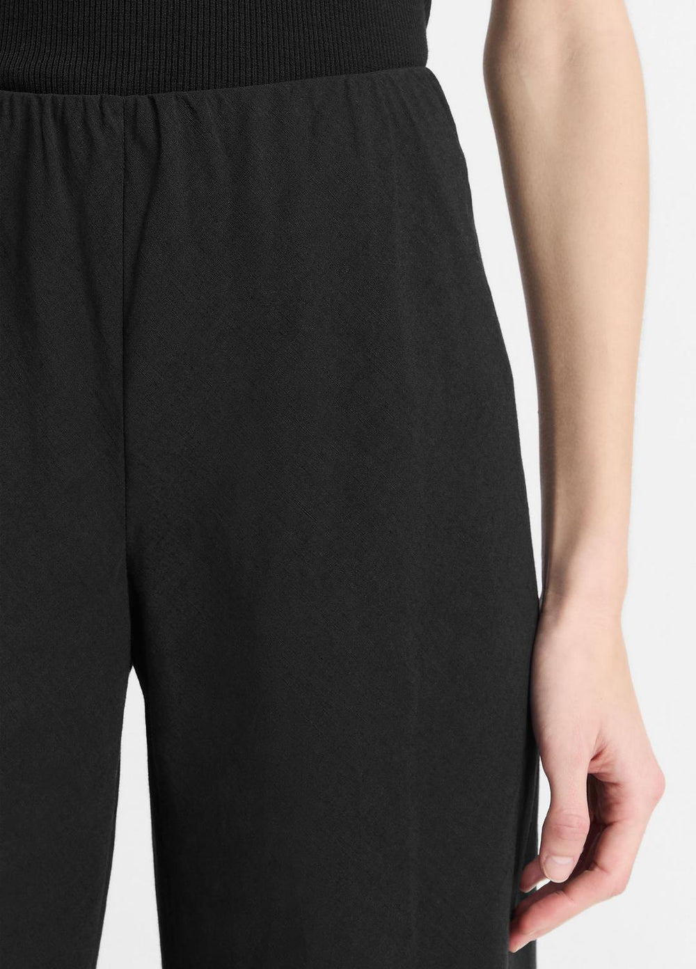 Cotton-Blend High-Waist Bias Pant in Trousers - BLACK