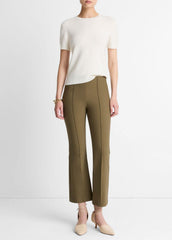 Niki Mid-Rise Pintuck Crop Flare Pant in Trousers - CYPRESS
