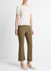 Niki Mid-Rise Pintuck Crop Flare Pant in Trousers - CYPRESS