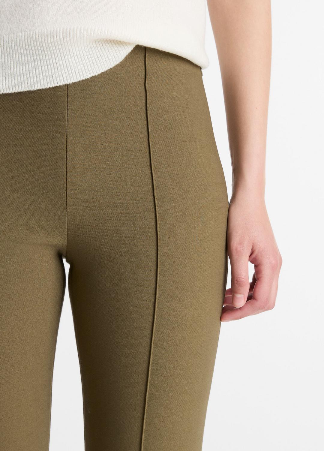 Niki Mid-Rise Pintuck Crop Flare Pant in Trousers - CYPRESS