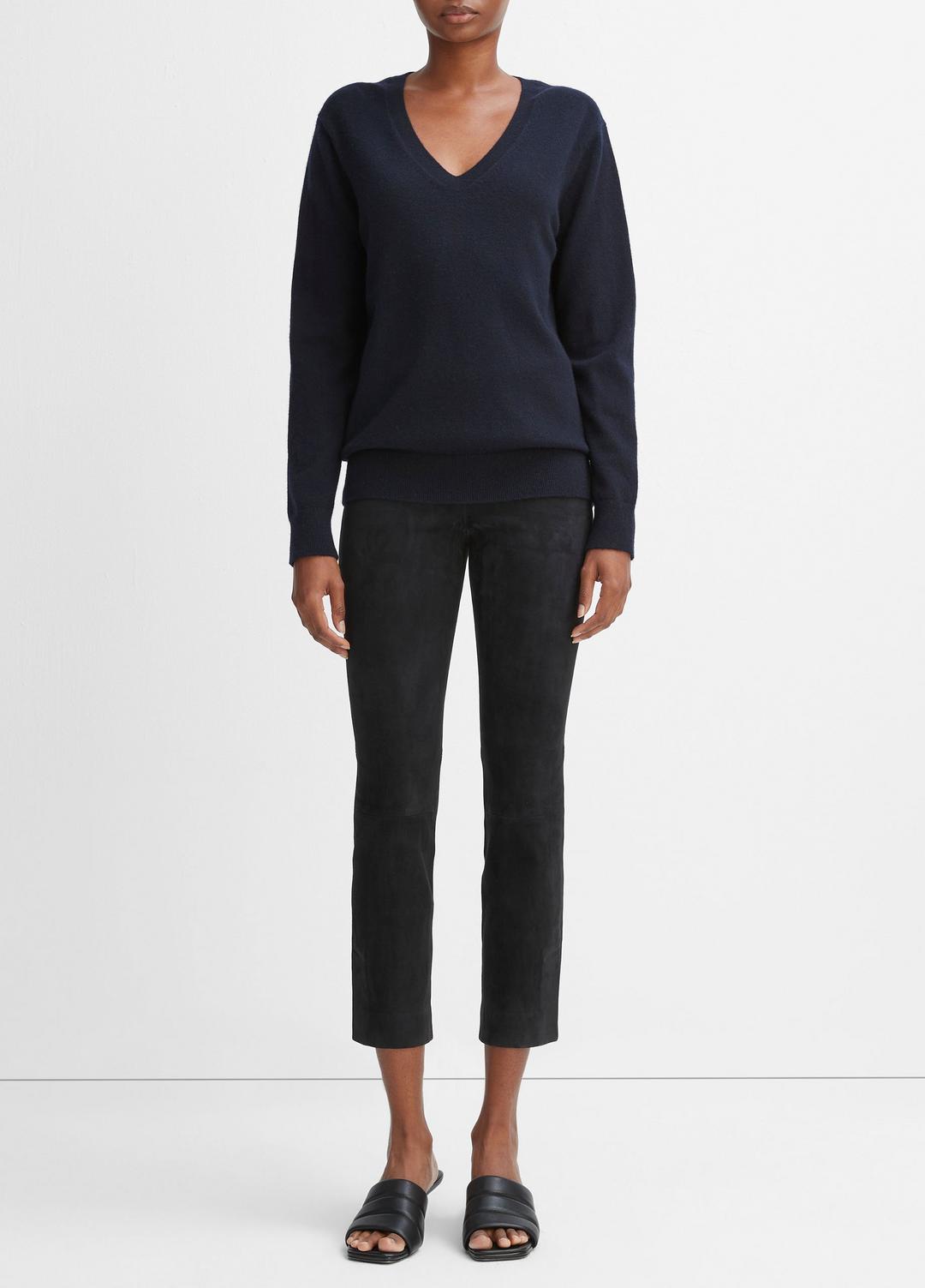 Stretch Suede Split Hem Crop Legging in Leggings - COASTAL BLUE