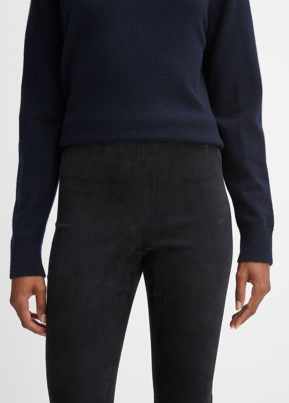 Stretch Suede Split Hem Crop Legging in Leggings - COASTAL BLUE