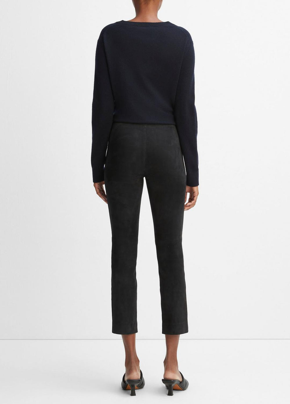 Stretch Suede Split Hem Crop Legging in Leggings - COASTAL BLUE