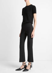 Niki Mid-Rise Pintuck Crop Flare Pant in Trousers - BLACK