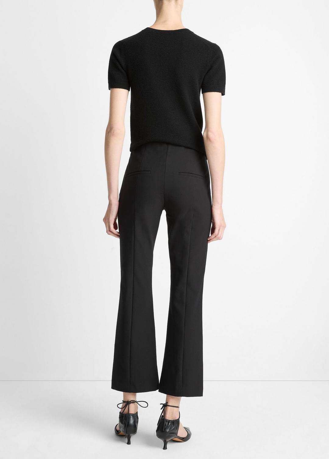 Niki Mid-Rise Pintuck Crop Flare Pant in Trousers - BLACK