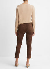 Stretch Suede Split Hem Crop Legging in Leggings - DARK WHEAT