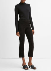 Stretch-Suede Cropped Flare Legging in Leggings - BLACK