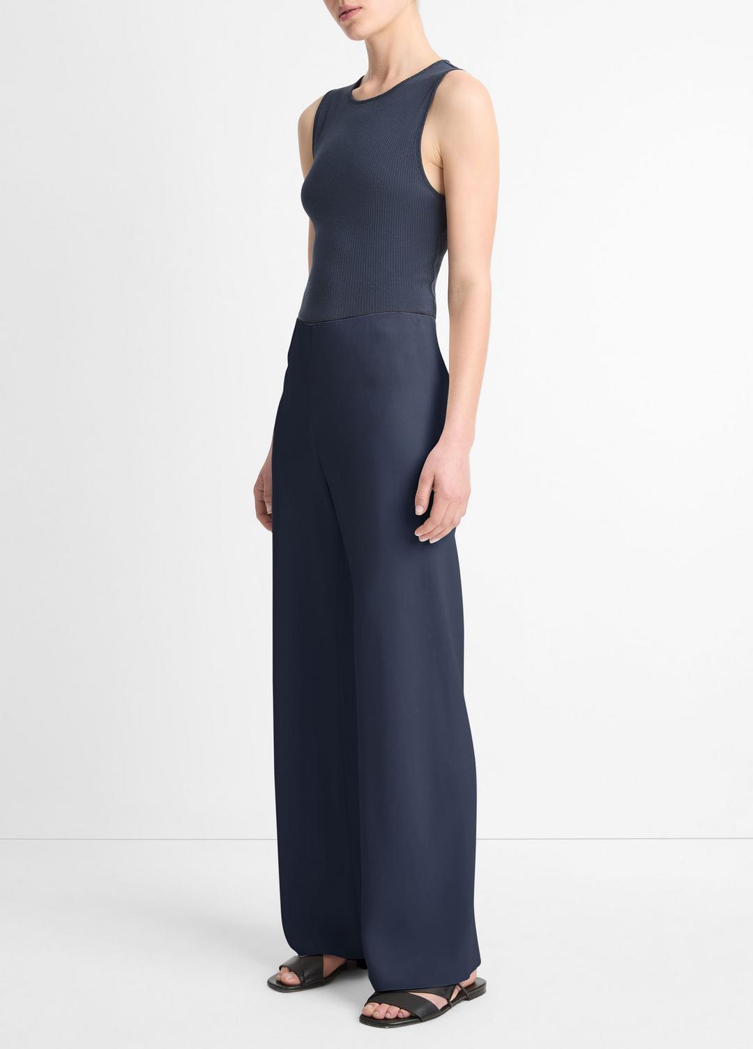 Colette High-Rise Crepe Bias Pant in Trousers - COASTAL BLUE