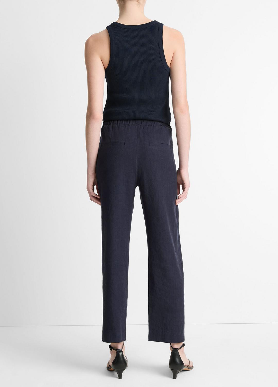 Grace Mid-Rise Linen-Blend Pull-On Pant in Trousers - COASTAL BLUE