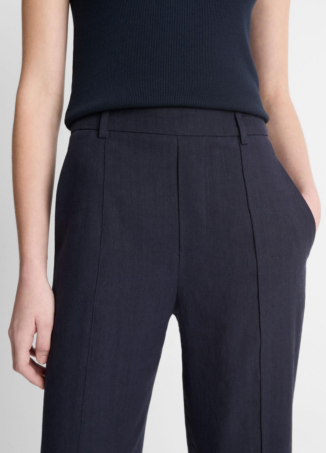 Grace Mid-Rise Linen-Blend Pull-On Pant in Trousers - COASTAL BLUE