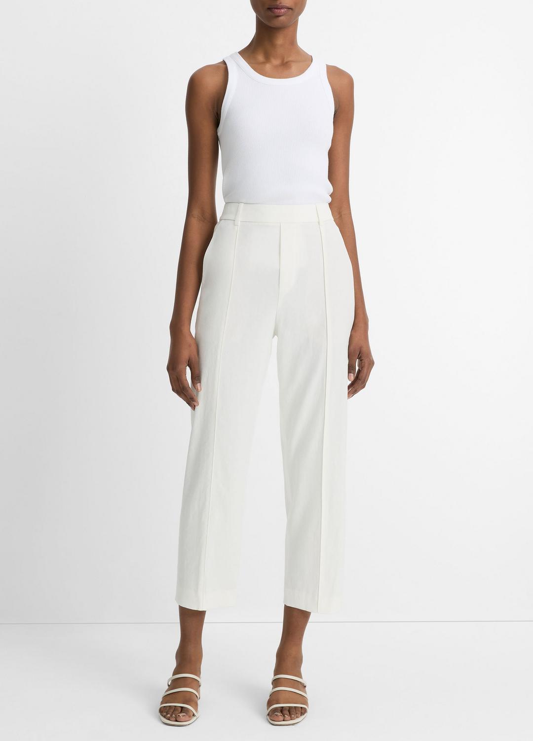 Grace Mid-Rise Linen-Blend Pull-On Pant in Trousers - OFF WHITE