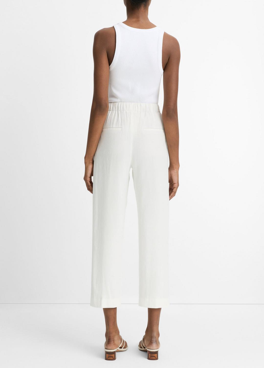 Grace Mid-Rise Linen-Blend Pull-On Pant in Trousers - OFF WHITE