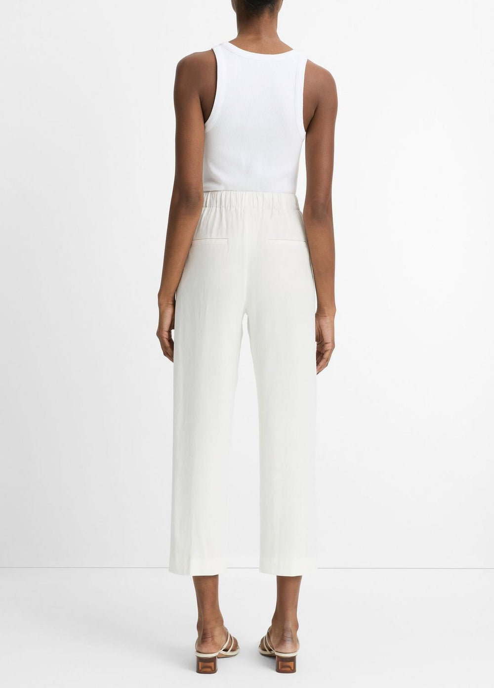 Grace Mid-Rise Linen-Blend Pull-On Pant in Trousers - OFF WHITE