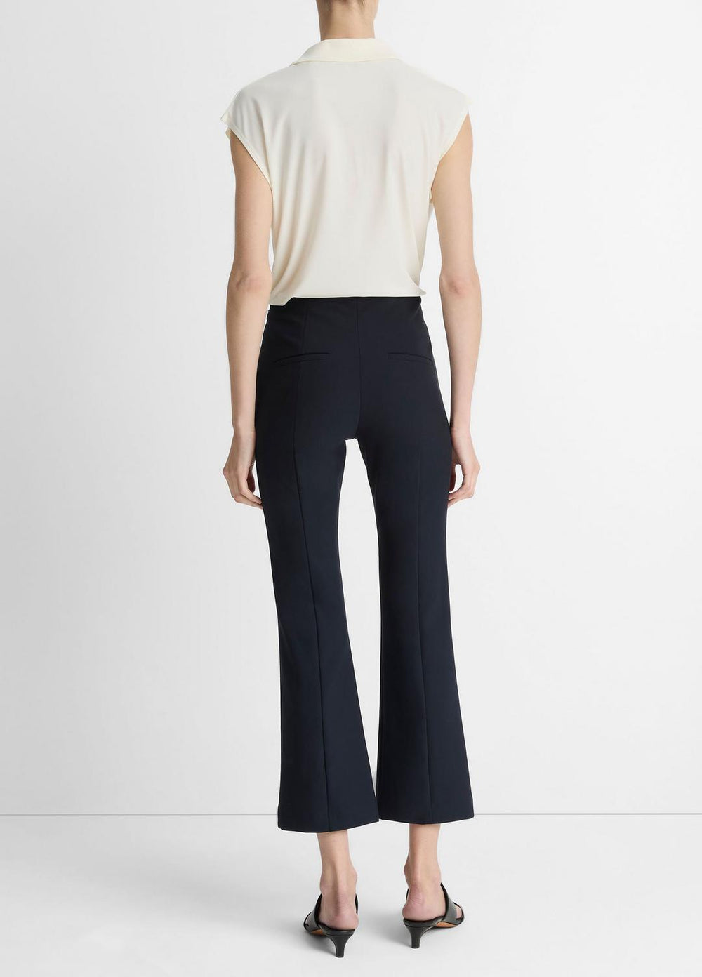 Niki Mid-Rise Pintuck Crop Flare Pant in Pants - COASTAL BLUE