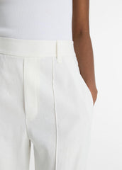 Linen-Blend High-Rise Pull-On Pant in Trousers - OFF WHITE