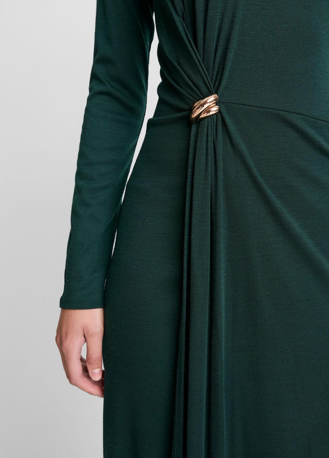 Cinched-Waist Wool-Blend Long-Sleeve Dress in Dresses - JUNIPER