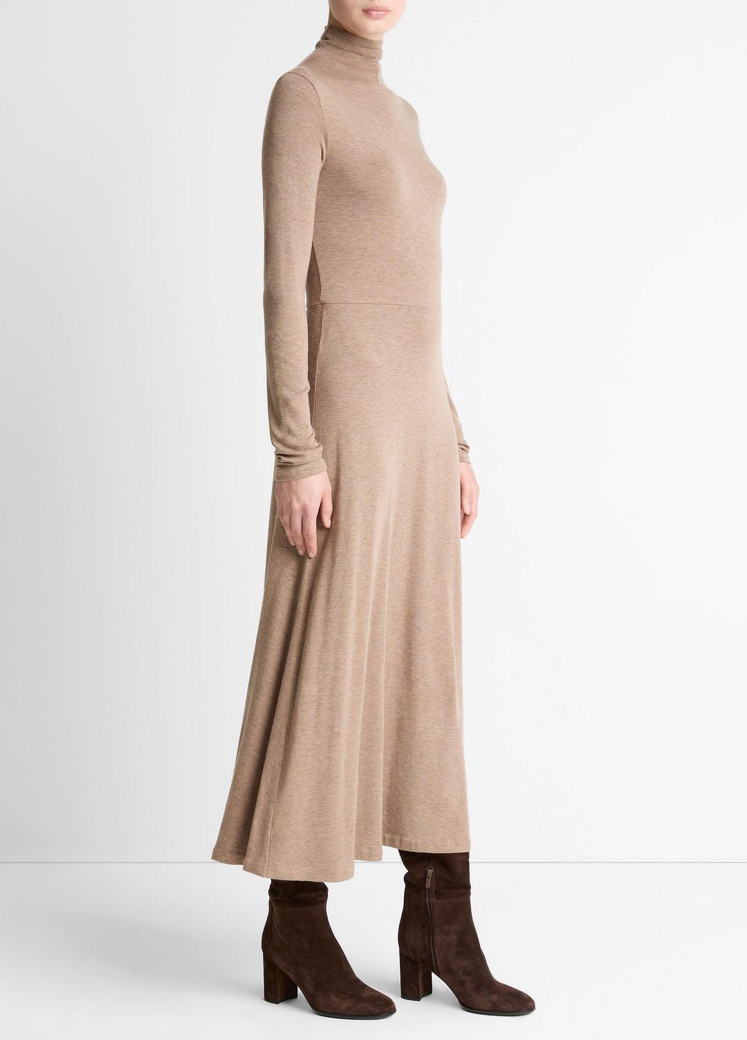 Cozy Jersey Funnel-Neck Long-Sleeve Dress in Dresses - HEATHER DOE