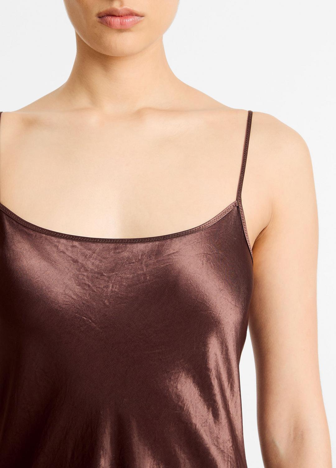 Satin Bias Maxi Slip Dress in Dresses - CHOCOLATE