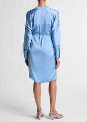 Matte Satin Band-Collar Dress in Dresses - HYDRA