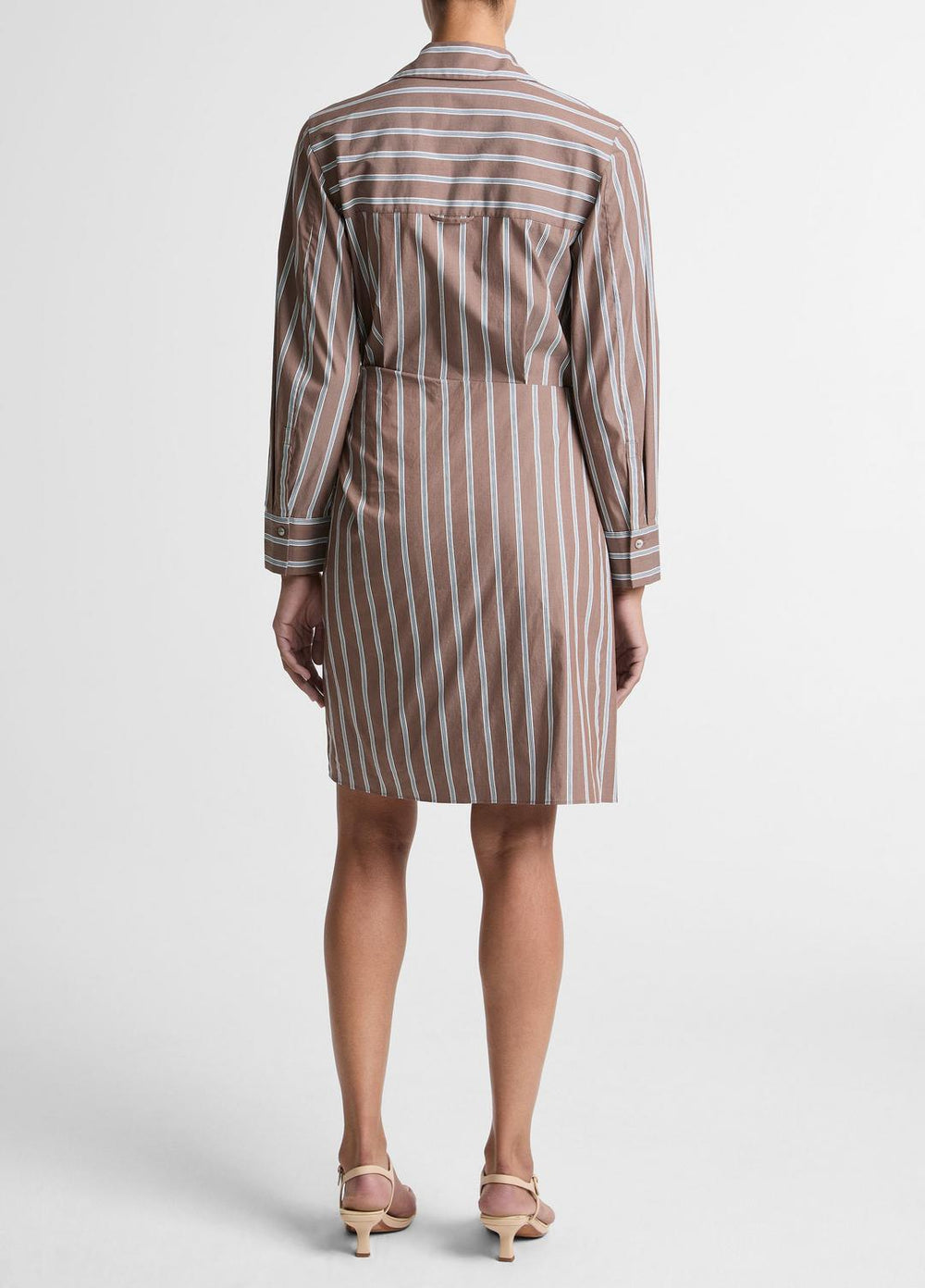 Striped Cotton-Blend Wrap Dress in Dresses - BROWN MULTI