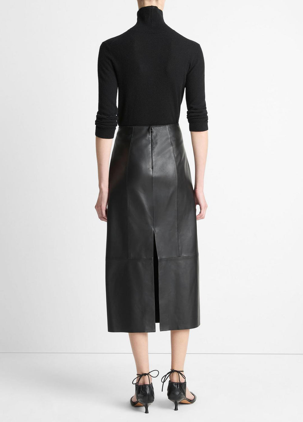 Leather Straight Skirt in Skirts - BLACK