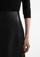 Leather Straight Skirt in Skirts - BLACK