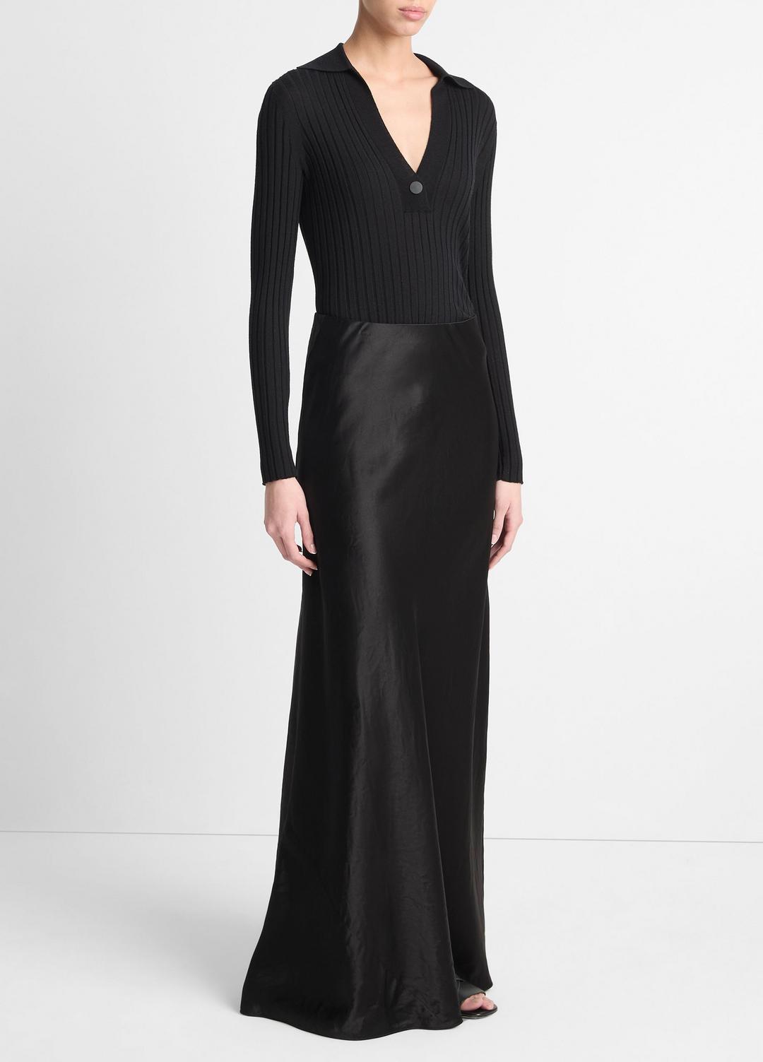 Satin Maxi Skirt in Skirts - BLACK