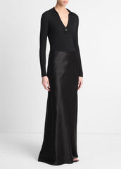Satin Maxi Skirt in Skirts - BLACK