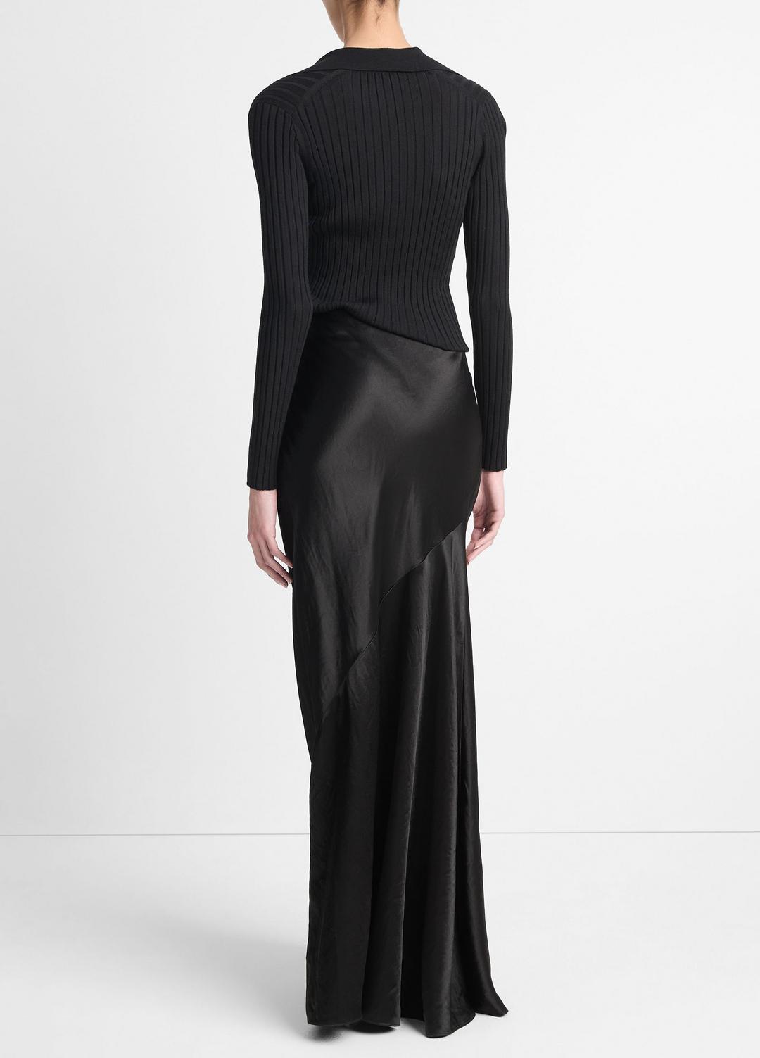 Satin Maxi Skirt in Skirts - BLACK