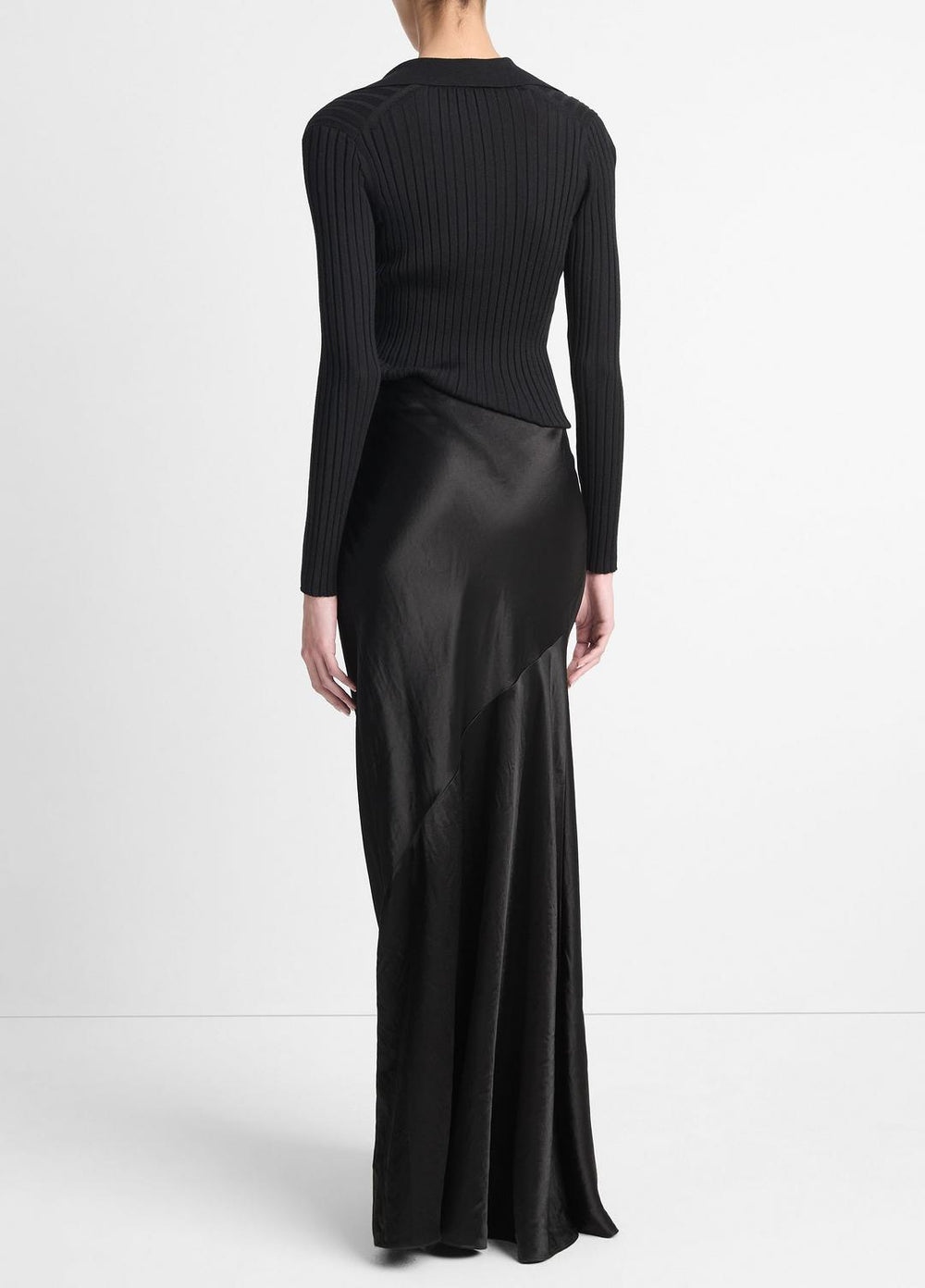 Satin Maxi Skirt in Skirts - BLACK