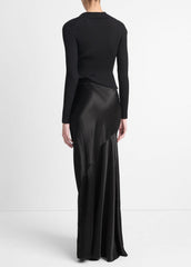 Satin Maxi Skirt in Skirts - BLACK